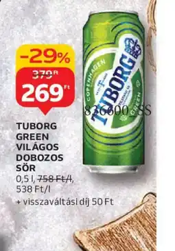 Auchan TUBORG GREEN VILÁGOS DOBOZOS SÖR ajánlat