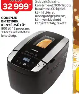 Auchan GORENJE BM1210BK KENYÉRSÜTŐ ajánlat