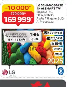 Auchan LG 55NANO80A3B 4K AI SMART TV ajánlat
