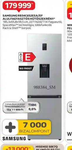 Auchan SAMSUNG RB34C652ESA/EF HŰTŐSZEKRÉNY ajánlat