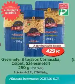 Real Gyermelyi 8 tojásos tészta ajánlat
