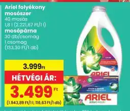 Spar Ariel folyékony mosószer és mosópárna ajánlat