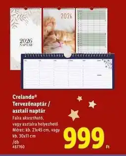 Lidl CRELANDO Tervezőnaptár / asztali naptár ajánlat