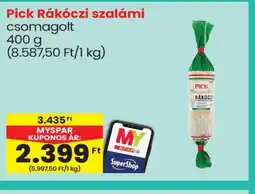 Spar Pick Rákczi szalámi ajánlat