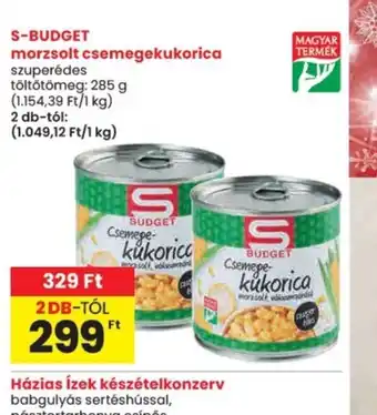 Spar S-BUDGET morzsolt csemegekukorica ajánlat