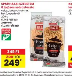 Spar SPAR HAZAI.SZERETEM 8 tojásos száraztészta ajánlat
