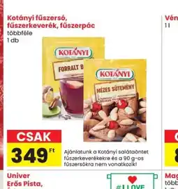 Spar Kotányi fűszers, fűszerkeverék, fűszerpác ajánlat