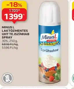 Auchan Minus L LAKTZMENTES UHT TEJSZÍNHAB SPRAY ajánlat