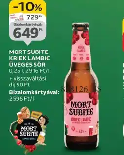 Auchan MORT SUBITE KRIEK LAMBIC ÜVEGES SÖR ajánlat