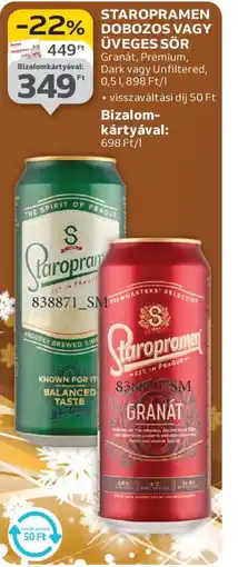 Auchan STAROPRAMEN DOBOZOS VAGY ÜVEGES SÖR ajánlat