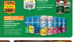 Auchan DREHER 24 ALKOHOLMENTES SÖR ajánlat