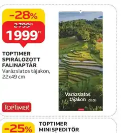 Auchan TOPTIMER SPIRÁLOZOTT FALINAPTÁR ajánlat
