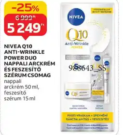 Auchan NIVEA Q10 ANTI-WRINKLE POWER DUO NAPPALI ARCKRÉM ÉS FESZESÍTŐ SZÉRUM CSOMAG ajánlat