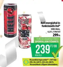 Coop Hell energiaital és funkcionális ital ajánlat