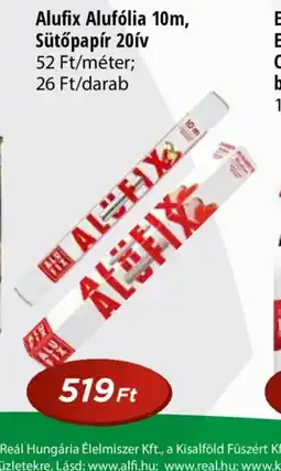 Real Alufix Aluflia, Sütőpapír ajánlat