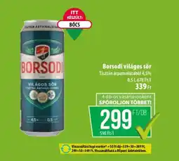 Coop BORSODI világos sör ajánlat