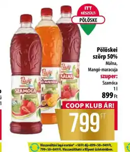 Coop Pölöskei szörp 50% ajánlat