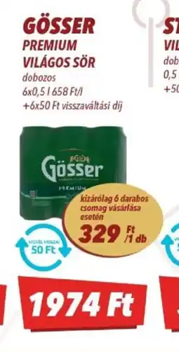 CBA GÖSSER PREMIUM VILÁGOS SÖR ajánlat