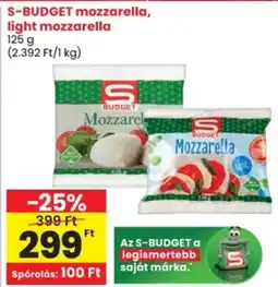 Spar S-BUDGET mozzarella, light mozzarella ajánlat
