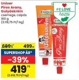 Spar Univer Piros Arany, Gulyáskrém ajánlat