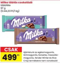 Spar Milka táblás csokoládé ajánlat