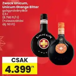 Spar Zwack Unicum, Unicum Orange Bitter gyógynövénylikōr ajánlat