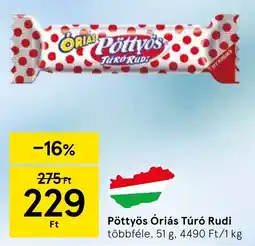 Tesco Pöttyös Óriás Túró Rudi ajánlat