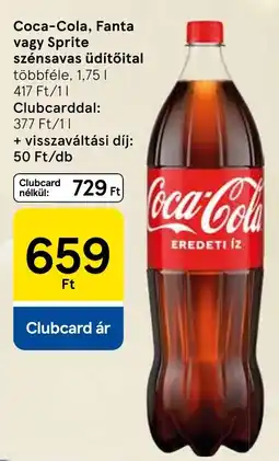Tesco Coca-Cola, Fanta vagy Sprite szénsavas üdítőital ajánlat