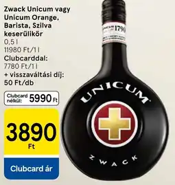 Tesco Zwack Unicum vagy Unicum Orange, Barista, Szilva keserűlikőr ajánlat