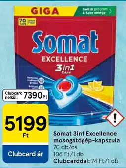 Tesco Somat 3in1 Excellence mosogatógép-kapszula ajánlat