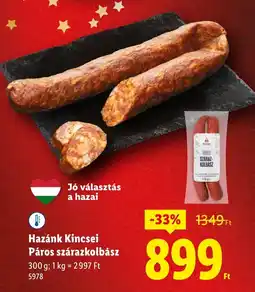 Lidl Hazánk Kincsei Páros szárazkolbász ajánlat