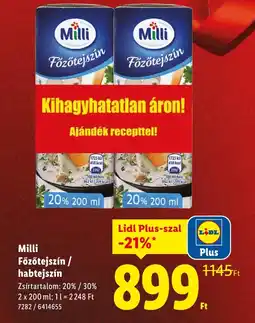 Lidl Milli Főzőtejszín / habtejszín ajánlat