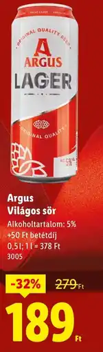 Lidl Argus Világos sör ajánlat