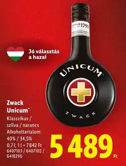 Lidl Zwack Unicum ajánlat