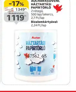 Auchan AUCHAN HÁZTARTÁSI PAPÍRTÖRLŐ ajánlat