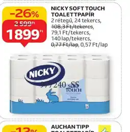 Auchan NICKY SOFT TOUCH TOALETTPAPÍR ajánlat
