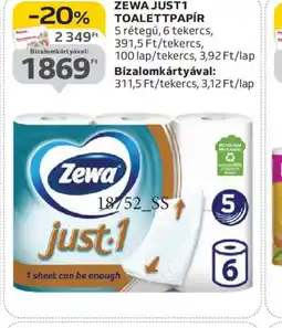 Auchan ZEWA JUST1 TOALETTPAPÍR ajánlat