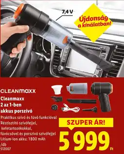 Lidl Cleanmaxx 2 az 1-ben akkus porszívó ajánlat