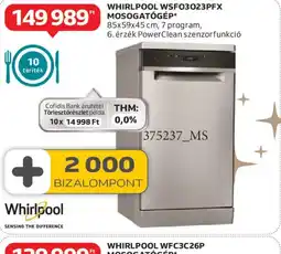 Auchan WHIRLPOOL WSFO3O23PFX MOSOGATGÉP ajánlat