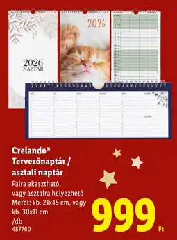 Lidl Crelando Tervezőnaptár / asztali naptár ajánlat