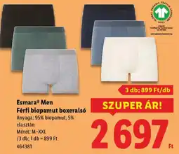 Lidl Esmara Men Férfi biopamut boxeralsó ajánlat