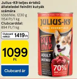 Tesco Julius-K9 teljes értékű állateledel felnőtt kutyák számára ajánlat