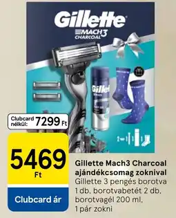 Tesco Gillette Mach3 Charcoal ajándékcsomag zoknival ajánlat