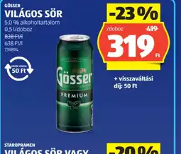 ALDI GÖSSER VILÁGOS SÖR ajánlat