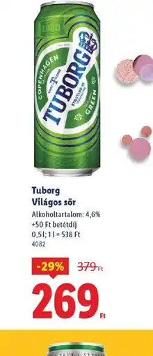 Lidl Tuborg Világos sör ajánlat