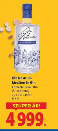 Lidl Gin Nostrum Mediterrán Gin ajánlat