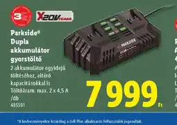 Lidl Parkside Dupla akkumulátor gyorstöltő ajánlat