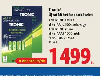 Lidl Tronic Újratölthető akkukészlet ajánlat