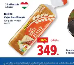 Lidl Tastino Vajas toast kenyér ajánlat