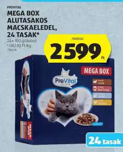 ALDI Prevital Mega Box Alutasakos Macskaeledel, 24 Tasak ajánlat